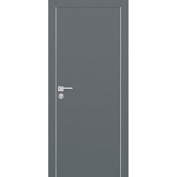 Межкомнатная дверь экошпон PX-1 графит с алюминиевой кромкой с 4-х сторон