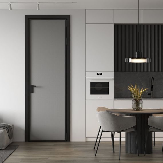 Алюминиевая межкомнатная дверь 1AP зелёный воск блэк элегант