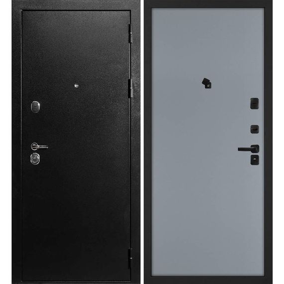 Входная дверь С-1 титан чёрный панель гладкая серая