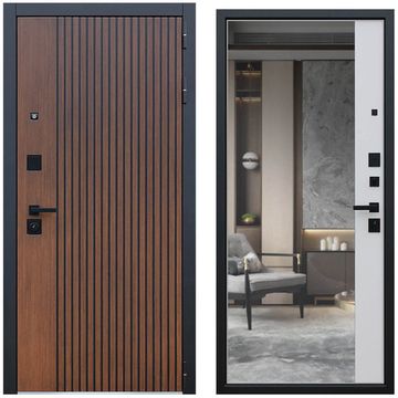 Входная дверь Velvet дуб кантри темный с зеркалом внутри