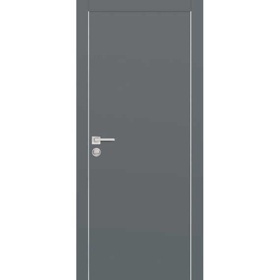 Межкомнатная дверь экошпон PX-1 графит с алюминиевой кромкой с 4-х сторон