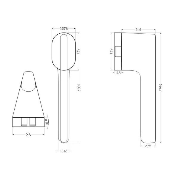 Размеры дверной ручки PERIDOT MOV