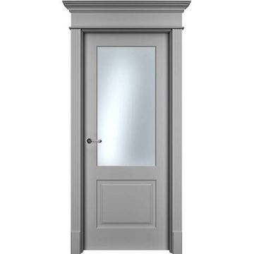 Межкомнатная дверь эмаль Нафта 2 серая остеклённая