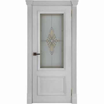 Межкомнатная дверь шпон Корсика дуб перла остекленная