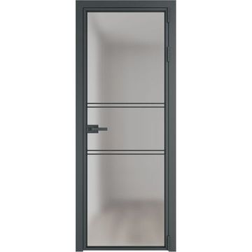 Алюминиевая межкомнатная дверь 2AХ серая ночь остеклённая