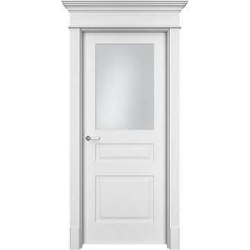 Межкомнатная дверь эмаль Ofram Нафта 3 белая остеклённая