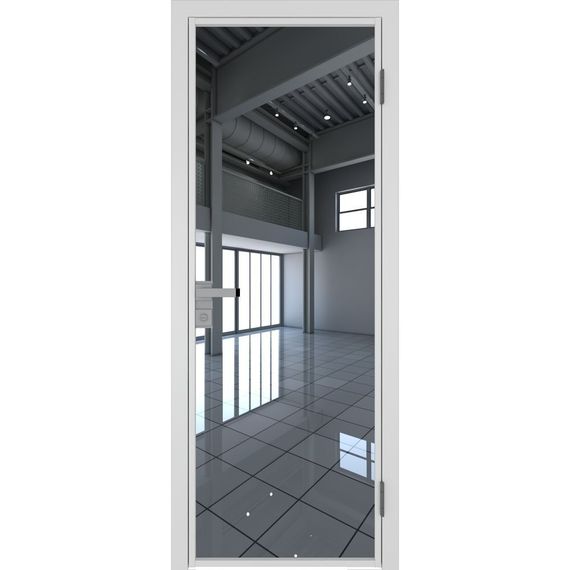 Межкомнатная алюминиевая дверь 1AG белая матовая RAL 9003 остеклённая
