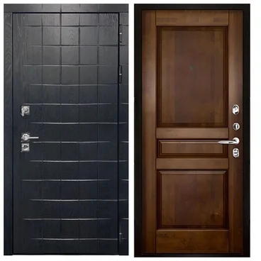 Входная дверь Сенатор Плюс ПВХ альберо Black панель Массив валенсия античный орех