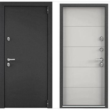 Входная дверь Snegir PRO MP темно-серый букле графит ПВХ бетон известковый S60-L2