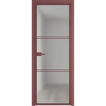 Алюминиевая межкомнатная дверь 3AХ красный антрацит остеклённая