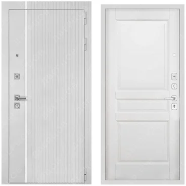 Входная дверь Президент Лайн ПВХ белый матовый панель гармония