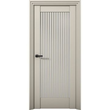 Межкомнатная дверь Никель 4 силк грей со стеклом