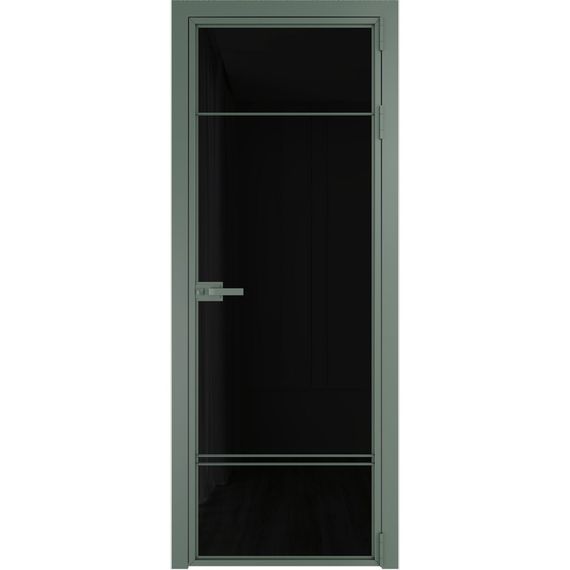Алюминиевая межкомнатная дверь 4AX зелёный воск остеклённая