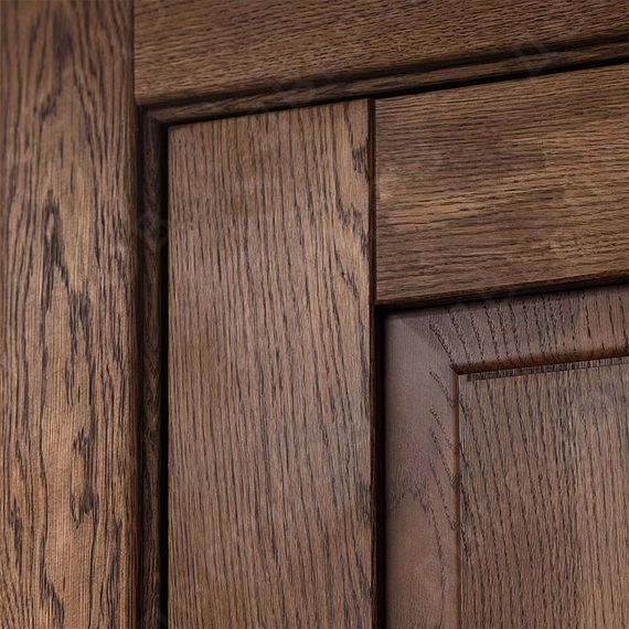 Фотография межкомнатной двери массив дуба без сучка Дверцов Кастро остеклённая дуб табак в деталях 1