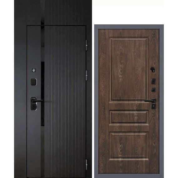 Входная дверь с фальшфрамугой Сити-1Ф панель фрезерованная дуб корица