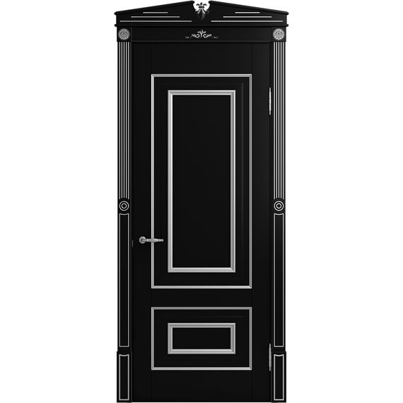 Межкомнатная дверь массив бука Viporte Неаполь нуар патина серебро глухая