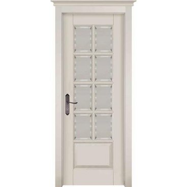 Межкомнатная дверь массив ольхи ОКА Лондон 1 эмаль слоновая кость остеклённая