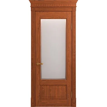 Межкомнатная дверь массив дуба Классика 1 коньяк остеклённая