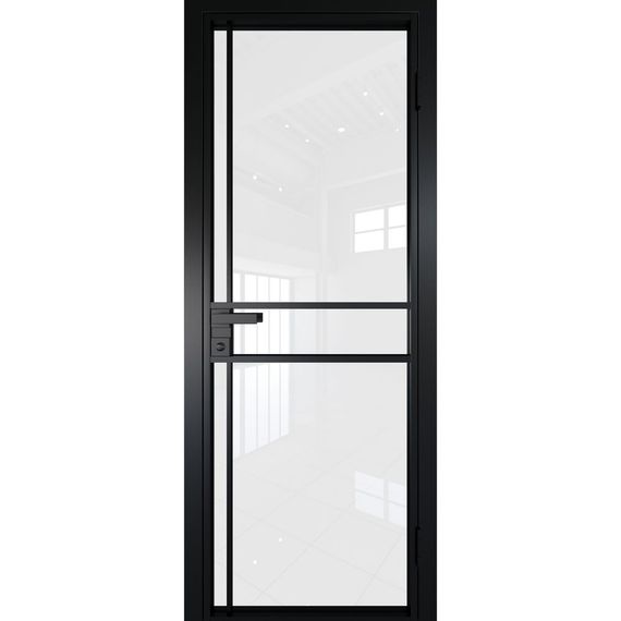 Межкомнатная алюминиевая дверь 9AG чёрная матовая RAL 9005 остеклённая