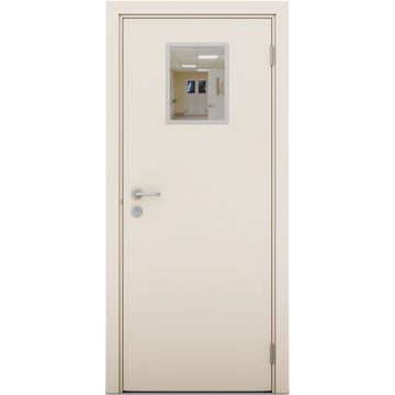 Влагостойкая дверь крем матовый остеклённая модель 3
