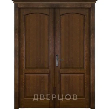 Межкомнатная распашная двустворчатая дверь массив ольхи ОКА Фоборг античный орех глухая