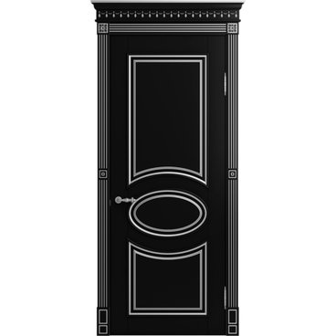 Межкомнатная дверь массив бука Viporte Лацио нуар патина серебро глухая