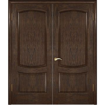 Межкомнатная дверь шпон Лаура 2 дуб морёный распашная двустворчатая без стекла
