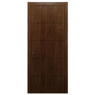 Межкомнатная дверь массив дуба Alvero Флэт-V табачный глухая