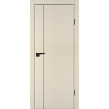Межкомнатная бежевая дверь ПЭТ P-21 кромка ABS черная молдинг