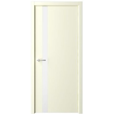 Межкомнатная дверь эмаль Геометрия 5 слоновая кость остеклённая