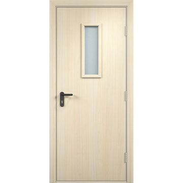 Дверь противопожарная деревянная ПВХ EI30 беленый дуб со стеклом