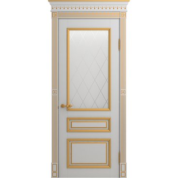 Межкомнатная дверь массив бука Viporte Рим аворио патина золото остеклённая