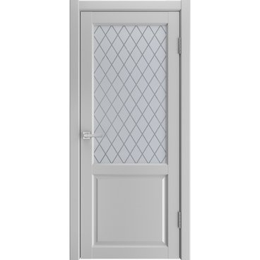 Межкомнатная дверь экошпон Emalit 2 светло-серый со стеклом