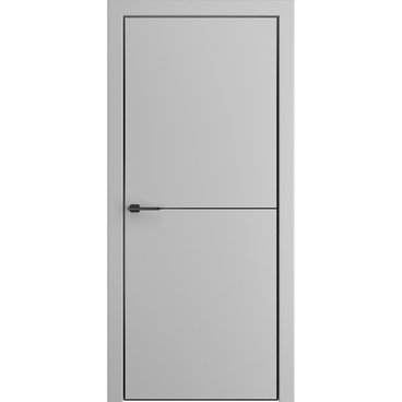 Межкомнатная дверь ПЭТ Премьер-1 серый алюминиевая чёрная кромка
