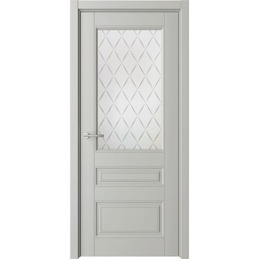 Межкомнатная дверь эмаль Классика 3 серая остеклённая