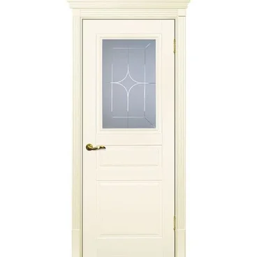 Межкомнатная дверь эмаль Текона Смальта 01 слоновая кость RAL 1013 остеклённая