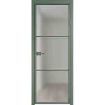 Алюминиевая межкомнатная дверь 3AX зелёный воск остеклённая