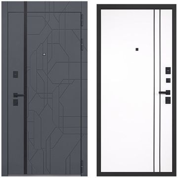 Входная дверь Forest серая с молдингом внутри