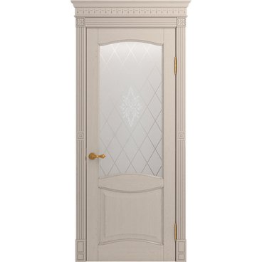 Межкомнатная дверь массив дуба Viporte Классика 2 прованс глянец остеклённая