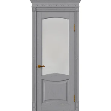 Межкомнатная дверь массив дуба Viporte Классика 2 серый жемчуг остеклённая