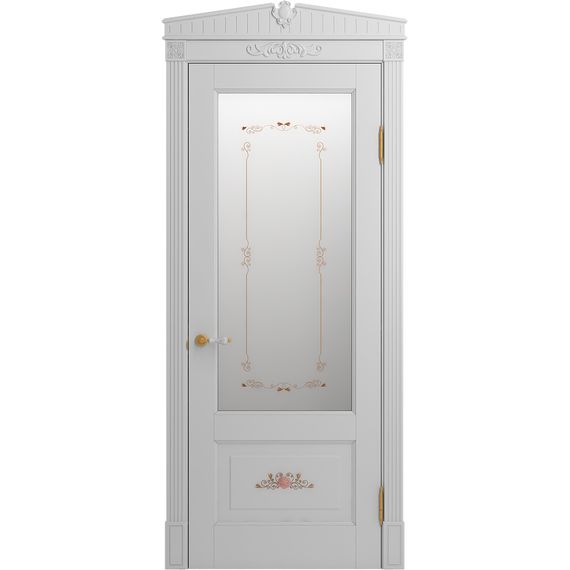 Межкомнатная дверь массив бука Viporte Бьелла Арт аворио патина золото остеклённая