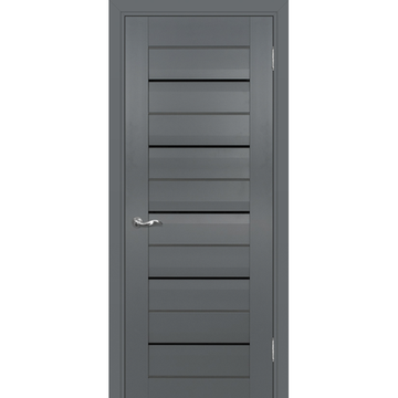 Межкомнатная дверь экошпон PSC-48 графит стекло Lacobel чёрный