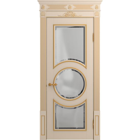 Межкомнатная дверь массив бука Viporte Лацио Амбиенте ваниль патина золото остекление 3