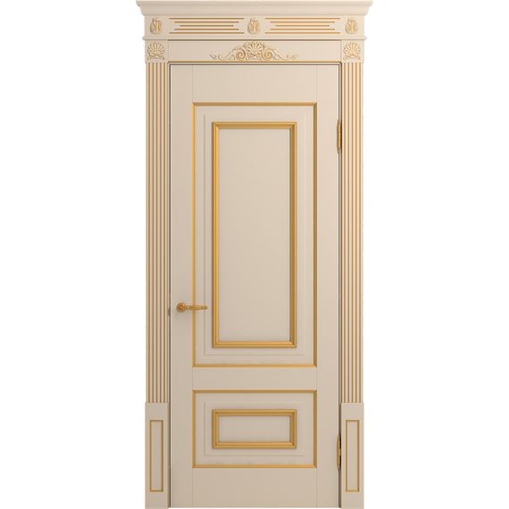 Межкомнатная дверь массив бука Viporte Неаполь ваниль патина золото глухая