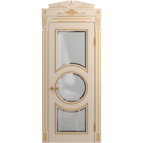 Межкомнатная дверь массив бука Viporte Лацио Амбиенте ваниль патина золото остекление 3