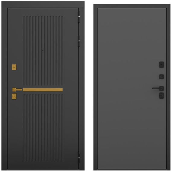 Входная дверь Артдеко чёрный силк панель гладкая антрацит