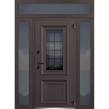 Входная двустворчатая дверь Исландия Термо AG 6004 RAL 8019 шоколад RAL 9016 белый тип 6