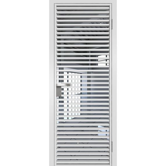 Межкомнатная алюминиевая дверь 12AG белая матовая RAL 9003 остеклённая