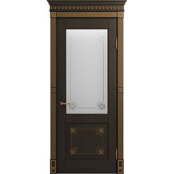 Межкомнатная дверь массив дуба Viporte Флоренция шоколад остеклённая