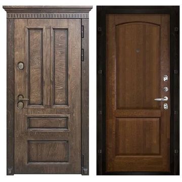 Входная уличная дверь Голиаф Термо берёза золотая Массив фоборг античный орех